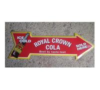 Plaque publicitaire - Coca-Cola Royal Crown - Flèche - Métal peint - Décoration murale - 66x22 cm