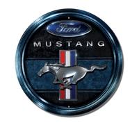 Plaque publicitaire - Ford - Mustang - Métal - 30 cm - Vintage - Logo bleu