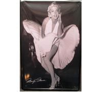 Plaque publicitaire - Marilyn Monroe - Robe qui vole - Métal peint - 30x20 cm - Vintage