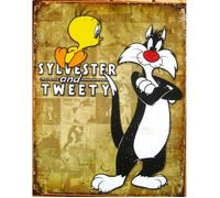 Plaque publicitaire - Titi et Gros Minet - Métal - 41x32 cm - Vintage - Décoration murale