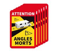 Plaque rectangle stickers autocollant attention angles morts camping car - Lot de 6