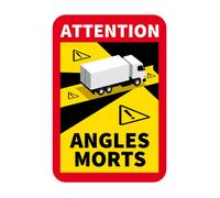 Plaque rectangle stickers autocollant attention angles morts poids lourds - A l'unité