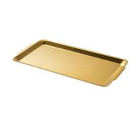 Plaque rectangulaire épaisse en acier inoxydable pour barbecue - Vaisselle plate - Doré - Taille L : 36,5 cm