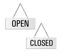 Plaque recto-verso Open/Closed 175x65 mm Plaque réversible en aluminium laqué blanc des deux côtés 31201-W