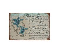 Plaque rétro amusante en métal avec tortue de mer I Choose You - Cadeau romantique pour université, dortoir, bureau, salon, décoration d'intérieur minimaliste - Cadeau pour couple et femme - 15,2 x