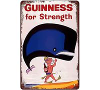 Plaque rétro amusante en métal, panneau en étain, baleine Guinness pour la force, décoration murale extérieure de la maison, taille : 20,3 x 30,5 cm