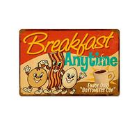 Plaque rétro avec inscription « Breakfast Anytime » pour petit déjeuner - 20,3 x 30,5 cm