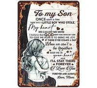 Plaque rétro en aluminium avec inscription « Flower to my son we can't be together keep me in your heart and i'll stay there forever i love you forever and always love mom » - 14 x 20 cm