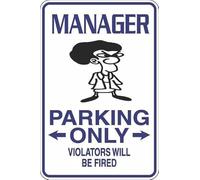Plaque rétro en aluminium avec inscription « Manager Parking Only » - 20,3 x 30,5 cm
