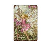 Plaque rétro en aluminium avec inscription « The Rose Bay Willow Herb Fairy Flower Fairies » - Décoration murale vintage pour chambre d'enfant, salon, cuisine, ferme - 20,3 x 30,5 cm