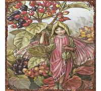 Plaque rétro en aluminium avec inscription « The Wayfaring Tree Fairy Flower Fairies » - Décoration murale vintage pour chambre d'enfant, salon, cuisine, ferme - 30,5 x 30,5 cm