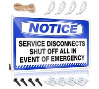 Plaque rétro en étain avec inscription « Notice Service Disconnects Shut Off All In Event Of Emergency » (30 x 40 cm)