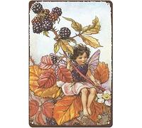 Plaque rétro en étain avec inscription « The BlackBerry Fairy Flower Fairies » - Décoration murale - Cadeau idéal pour chambre à coucher - 20,3 x 30,5 cm