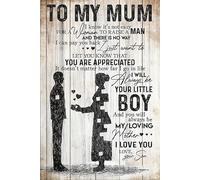 Plaque rétro en étain avec inscription « To My Mum I Know It's Not Easy for A Woman to Raise A Man » - 20,3 x 30,5 cm