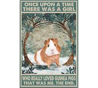 Plaque rétro en étain « The Guinea Pig Once Upon A Time There was A Girl Who Really Loved Guinea Pigs That was Me The End » - Décoration murale - 20,3 x 30,5 cm