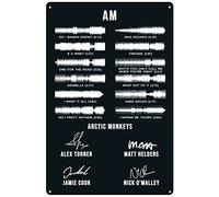 Plaque rétro en métal - 20,3 x 30,5 cm - Arctic-Monkeys-A-M - Décoration murale - Cadeau pour les amateurs de groupe de musique - Noir et blanc - Décoration murale amusante - Décoration murale