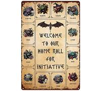 Plaque rétro en métal - 20,3 x 30,5 cm - Inscription « Welcome to Our Home » - Poster de jeu de rôle Donjons et Dragons - Décoration murale pour joueur, anniversaire, Noël