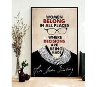 Plaque rétro en métal 20,3 x 30,5 cm, portrait de Ruth Bader Ginsburg, affiche avec citations célèbres RBG « Women Belong in All Places Where Decisions are Being Made »