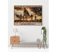 Plaque rétro en métal 30,5 x 40,6 cm « It Flies with The Last Breath of Each Soldier » - Cadeau pour vétéran - Cadeau pour vétéran, soldat américain, drapeau américain, décoration d'intérieur