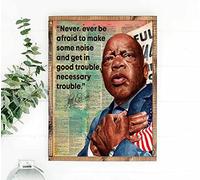 Plaque rétro en métal 30,5 x 40,6 cm John Lewis portrait de John Lewis Get in Trouble Good Trouble Necessary Trouble Poster vintage citation John Lewis Poster humoristique Décoration murale Cadeau