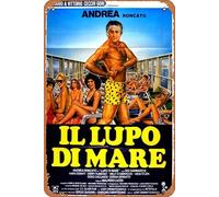 Plaque rétro en métal - Affiche de cinéma Il lupo di mare - Plaque en étain vintage pour décoration murale de maison, café, 20,3 x 30,5 cm