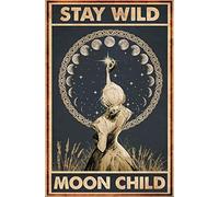 Plaque rétro en métal - Affiche en métal vintage - Fille dans la forêt - Art mural pour salle de bain, salon et bureau - Décoration murale moderne - 20,3 x 30,5 cm