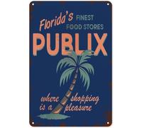 Plaque rétro en métal - Art nostalgique - Rétro - Amusante - Vintage Publix Florida's Finest Food Stores - Plaque métallique pour cuisine, bar, club, garage, jardin, ferme, art mural - 20,3 x 30,5 cm
