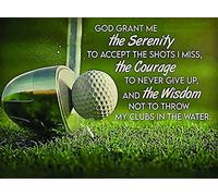 Plaque rétro en métal avec inscription « God Grant me The Serenity to Accept The Shots i Miss The Courage to Never give up The Wisdom not to Throw My Clubs in » - 30,5 x 20,3 cm