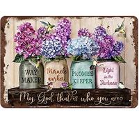 Plaque rétro en métal avec inscription « My God That is Who You are Way Maker Miracle Worker Promise Keeper Light in The Darkness » - Décoration murale en fer - 20,3 x 30,5 cm