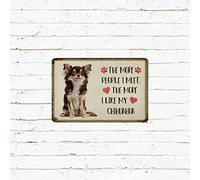 Plaque rétro en métal avec inscription « The More People I Meet The More I Like My Dog » - En aluminium - Portrait d'animal domestique - Décoration murale - Décoration d'intérieur - 30,5 x 20,3 cm