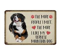 Plaque rétro en métal avec inscription « The More People I Meet The More I Like My Dog » - En aluminium - Portrait d'animal domestique - Décoration murale - Décoration d'intérieur - 30,5 x 20,3 cm