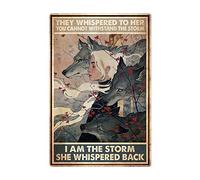 Plaque rétro en métal avec inscription « They Whispered To Her You Cannot Withstand The Storm, I Am The Storm She Whispered Back » - Décoration murale en métal coloré pour bar, cave, salle de bain