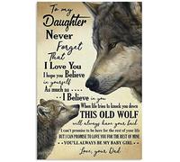 Plaque rétro en métal avec inscription « To My Daughter Wolf Never Forget That I Love You » - 20,3 x 30,5 cm
