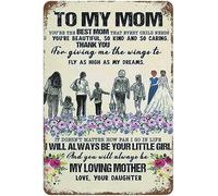 Plaque rétro en métal avec inscription « To My Mom Thank You for Giving Me The Wings to Fly As High As My Dreams Always Be Your Little Girl Love Your Daughter for Mom » de la part de sa fille - 15,2 x