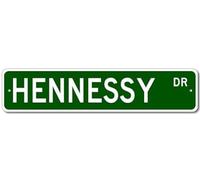Plaque rétro en métal Hennessy Drive personnalisée, panneau de rue Hennessy amusant pour maison, grotte, garage, bar, décoration murale, panneau en métal vintage, 10,2 x 40,6 cm