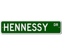 Plaque rétro en métal Hennessy Drive Street Hennessy - Décoration murale amusante pour maison, garage, bar - 40,6 x 10,2 cm
