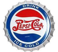 Plaque rétro en métal Pe-psi Cola - Bouchons de bouteille décoratifs pour la maison, la grotte, le garage, la décoration murale - Panneau en métal vintage - 35,1 cm