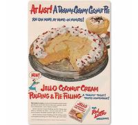 Plaque rétro en métal pour gâteau à la crème de noix de coco - at Last!A Dreamy Creamy Coconut Pie - Panneau en fer vintage pour desserts, magasins, cafés, restaurants, cuisines, maisons, bars