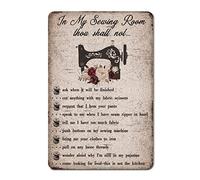 Plaque rétro en métal « Rust In My Sewing Room Thou Shalt Not » en aluminium pour chambre à coucher, salon, cuisine, jardin - 20,3 x 30,5 cm