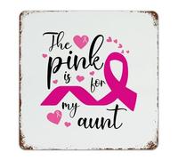 Plaque rétro en métal « The Pink Is for My Aunt Man » - Décoration de grotte pour cabine, buanderie, pubs, club, animal domestique, cadeau pour le cancer du sein, cadeau pour la maison, 30,5 x 30,5 cm