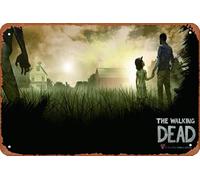 Plaque rétro en métal The Walking Dead Telltale Lee et Clementine Game - Décoration murale vintage amusante pour bar, pub, garage, dîner, café, ferme, maison - 30,5 x 40,6 cm