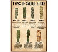 Plaque rétro en métal Types de bâtons de bavure Poster Sorcière Art mural Sorcière Décoration d'intérieur Halloween Décoration murale vintage en aluminium Plaque en métal Affiche 20,3 x 30,5 cm