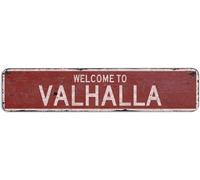 Plaque rétro en métal « Welcome to Valhalla North Dakota » - Décoration murale vintage - 10,2 x 40,6 cm