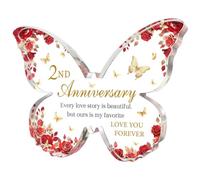 Plaque romantique en acrylique pour 2ème anniversaire de mariage - Plaque papillon en acrylique souvenir pour femme/petite amie/fiancée