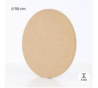 Plaque rond de bois moyen MDF - Diamètre 58 cm - Épaisseur 6 mm - Finition lisse - Idéal pour bricolage et décoration intérieure