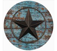 Plaque ronde en métal avec étoile du Texas occidental - Décoration murale rustique pour maison, cuisine, chambre à coucher, salle de bain, bureau, salon - 30,5 x 30,5 cm