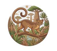 Plaque ronde en métal avec illustration de chat comme un prédateur