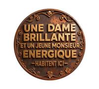 Plaque ronde en métal avec inscription « A Friendly Lady And A Grumpy Old Man Live Here » - Décoration murale vintage pour bar, garage, café, cuisine, maison - 20,3 x 20,3 cm