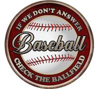 Plaque ronde en métal avec inscription « If We Don'T Answer Check The Ballfield » - Pour maison, jardin, cuisine, bar, café, garage - Style rétro vintage - 30 cm x 30 cm