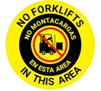 Plaque ronde en métal avec inscription « No Forklifts In This Area » - Inscription « Warning & Safety First » - 30,5 cm